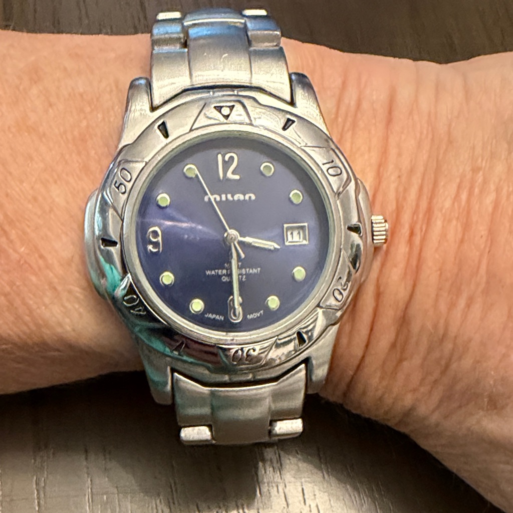Milan Silver Stainless Steel Watch With Blue Dial
